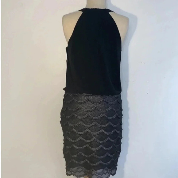 Guess Women’s Janey Mini Halter Top Lace Bottom Little Black Dress‎ Size 8 NWT - Picture 3 of 12